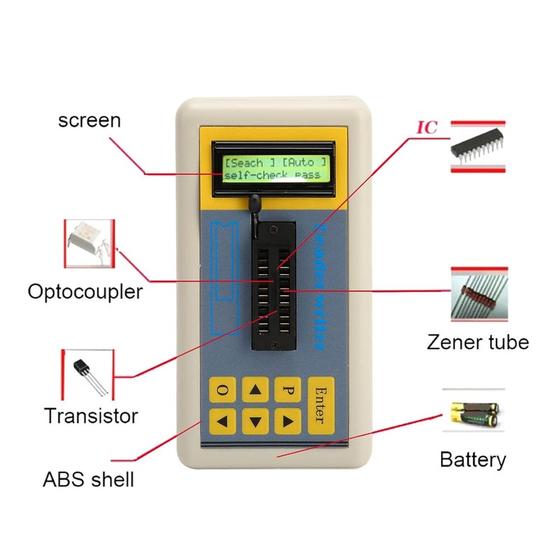 Transistor Tester, Multifunctional IC Transistor Tester, IC Tester Professional ABS Portable Digital Transistor IC Tester IC Tester Integrated Circuit Integrated Circuit Tester - Image 3