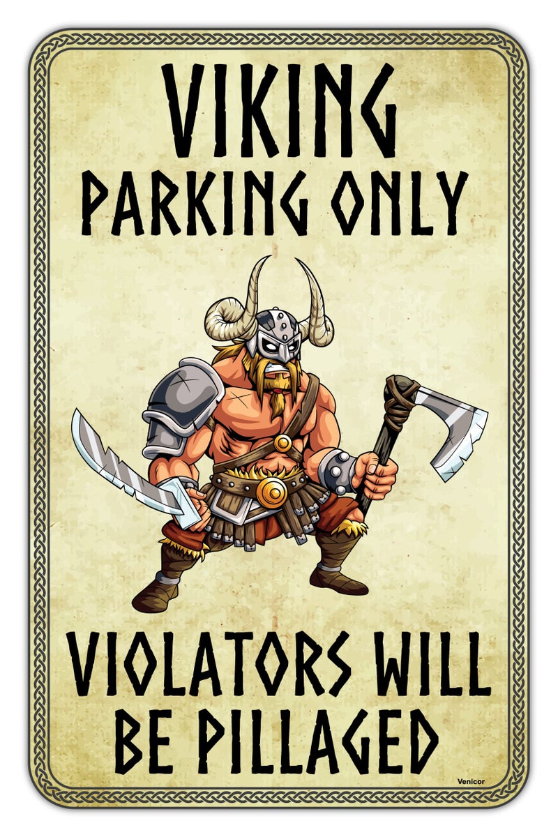 Venicor Viking Sign - 9 x 14 Inches - Aluminum - Viking Gifts for Men - Viking Decor for Home Accessories Stickers Tapestry Wall Poster Stuff - Image 1