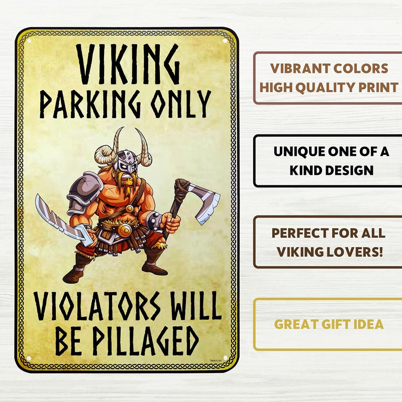 Venicor Viking Sign - 9 x 14 Inches - Aluminum - Viking Gifts for Men - Viking Decor for Home Accessories Stickers Tapestry Wall Poster Stuff - Image 3