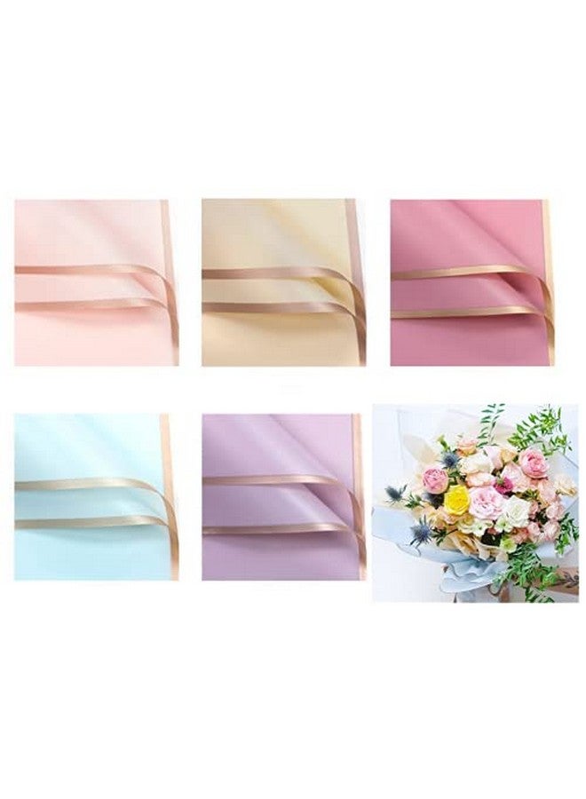 XICHEN 20 Counts /10 Colors Gold Edge Flower Waterproof Floral Wrapping Paper Florist Bouquet Supplies Diy Crafts Gift Packaging Or Gift Box Packaging 22.8 * 22.8Inch - Image 2