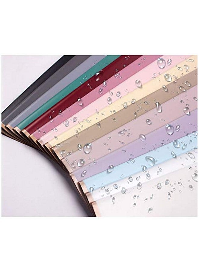 XICHEN 20 Counts /10 Colors Gold Edge Flower Waterproof Floral Wrapping Paper Florist Bouquet Supplies Diy Crafts Gift Packaging Or Gift Box Packaging 22.8 * 22.8Inch - Image 4