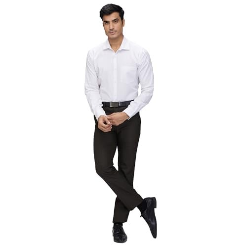 Raymond Men's Slim Fit Checks Pattern Poly Viscose Blend Flat Front Formal Trouser (Size: 30)-RMTS05386-O7 Dark Brown - Image 5