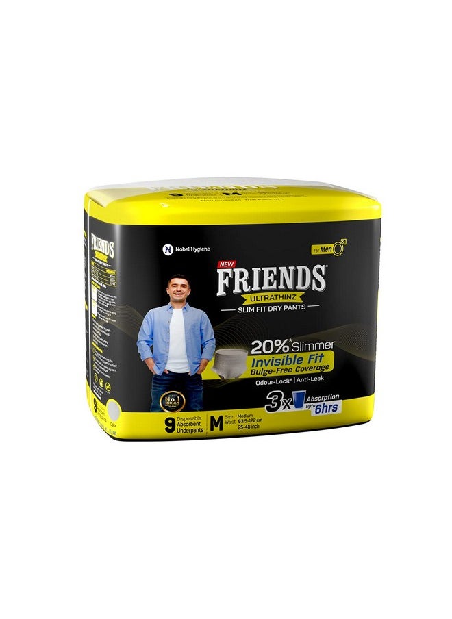 Friends UltraThins Slim Fit Adult Diapers (Dry Pants) for Men - Medium - 9 Count - with thin design, grey colour, and anti-rash - Waist Size 25-48 Inch ;6 3.5-122 cm - pzsku/ZB5818DDB540F4A9AC63CZ/45/_/1737720781/ccab90d2-ea9e-4f0b-9a19-b9a82346826b