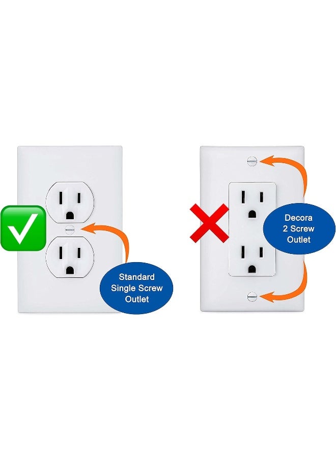 Safety Innovations Safety Innovations Self-Closing Babyproof Outlet Covers - (for Center Screw Outlets Only) an Alternative to Wall Socket Plugs for Child Proofing, (12-Pack), (1-Screw), (White)  - Image 2