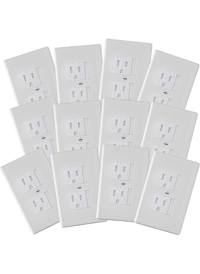 Safety Innovations Safety Innovations Self-Closing Babyproof Outlet Covers - (for Center Screw Outlets Only) an Alternative to Wall Socket Plugs for Child Proofing, (12-Pack), (1-Screw), (White)  - Image 1