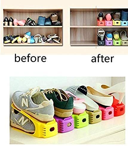 DITCAFOS Plastic Shoes Rack Organizer Adjustable Shoe Slot Organizer Space Saver Shoes Stand Shoes Storage Stand for Home set of 1 - Image 3