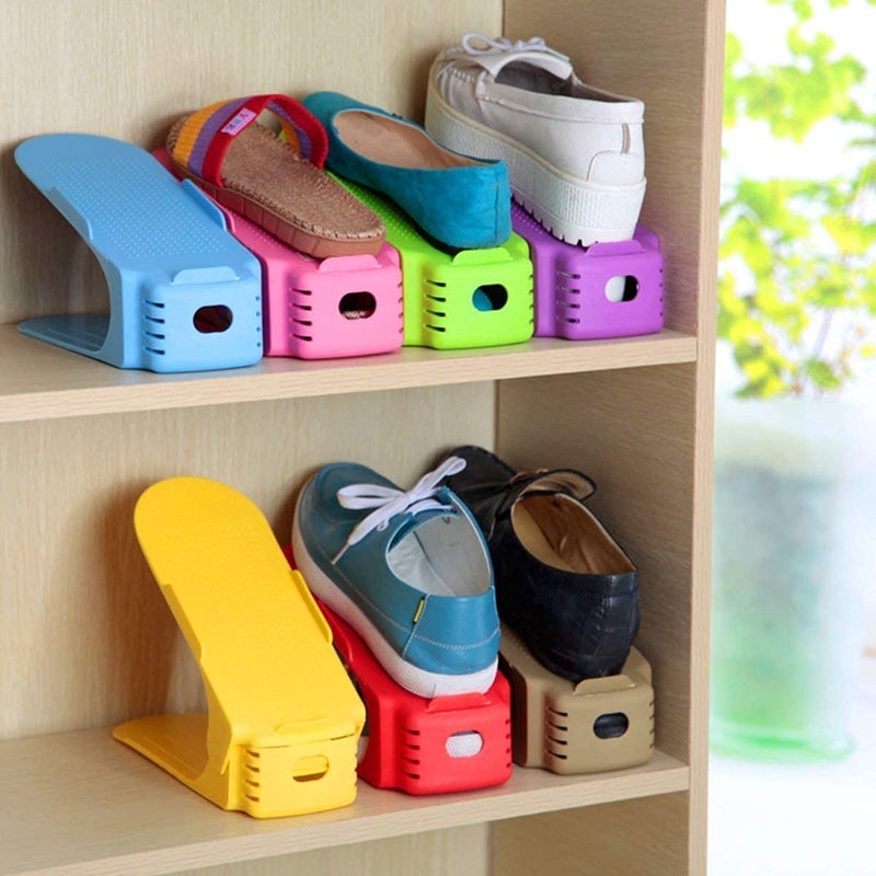 DITCAFOS Plastic Shoes Rack Organizer Adjustable Shoe Slot Organizer Space Saver Shoes Stand Shoes Storage Stand for Home set of 1 - Image 4