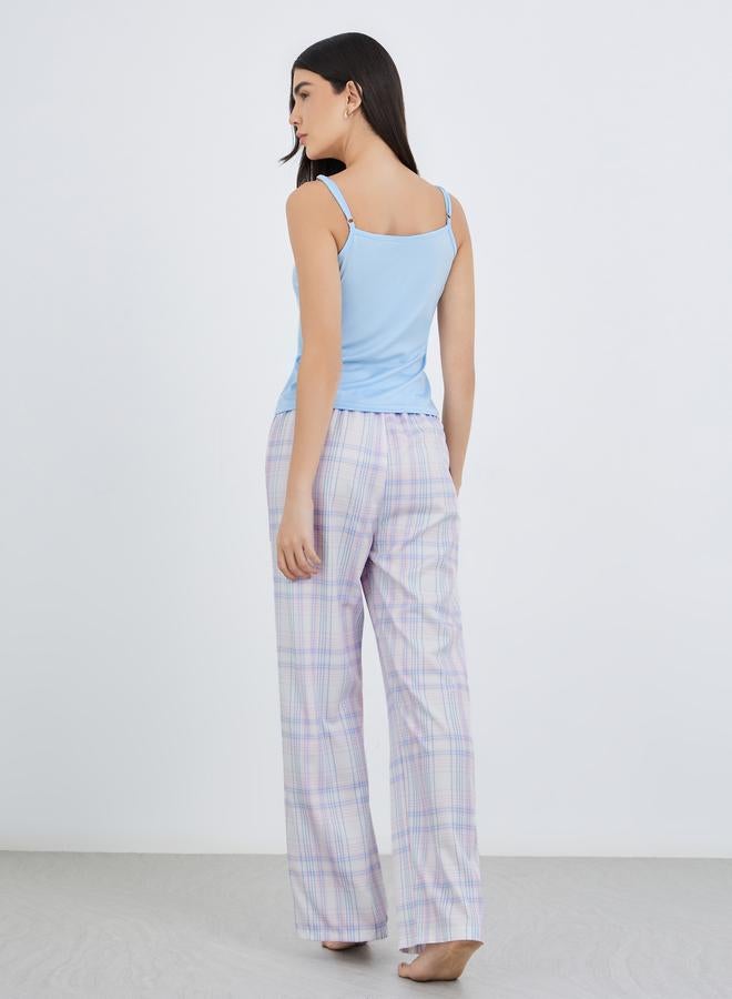 تايك تو طقم بيجامة كامي سادة بنقشة كاروهات - Image 5