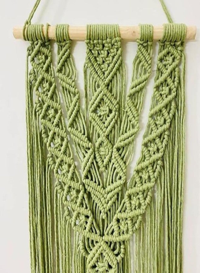 TMS Boho Dreams Macramé Wall Hanging - Olive Green Décor (14x28 inches) - Handcrafted by The Macramé Shop - Artisan Boho Chic Home Accent - 1 Piece - Image 4