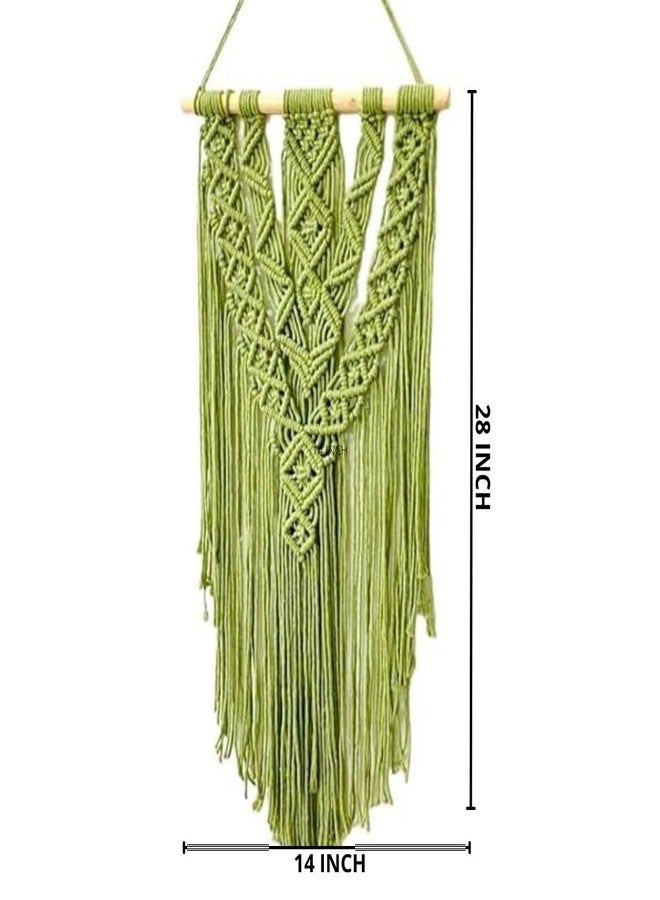 TMS Boho Dreams Macramé Wall Hanging - Olive Green Décor (14x28 inches) - Handcrafted by The Macramé Shop - Artisan Boho Chic Home Accent - 1 Piece - Image 3