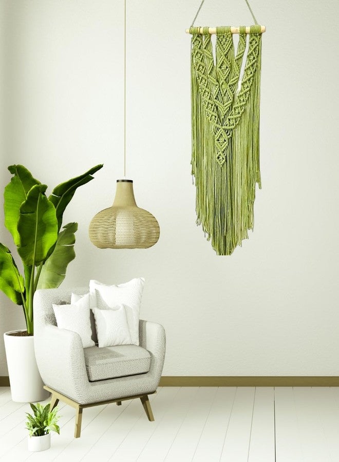 TMS Boho Dreams Macramé Wall Hanging - Olive Green Décor (14x28 inches) - Handcrafted by The Macramé Shop - Artisan Boho Chic Home Accent - 1 Piece - Image 5