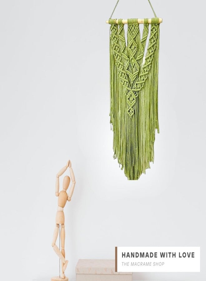 TMS Boho Dreams Macramé Wall Hanging - Olive Green Décor (14x28 inches) - Handcrafted by The Macramé Shop - Artisan Boho Chic Home Accent - 1 Piece - Image 2