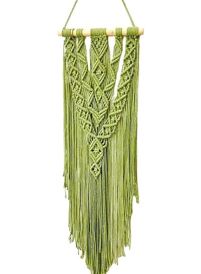 TMS Boho Dreams Macramé Wall Hanging - Olive Green Décor (14x28 inches) - Handcrafted by The Macramé Shop - Artisan Boho Chic Home Accent - 1 Piece - Image 1