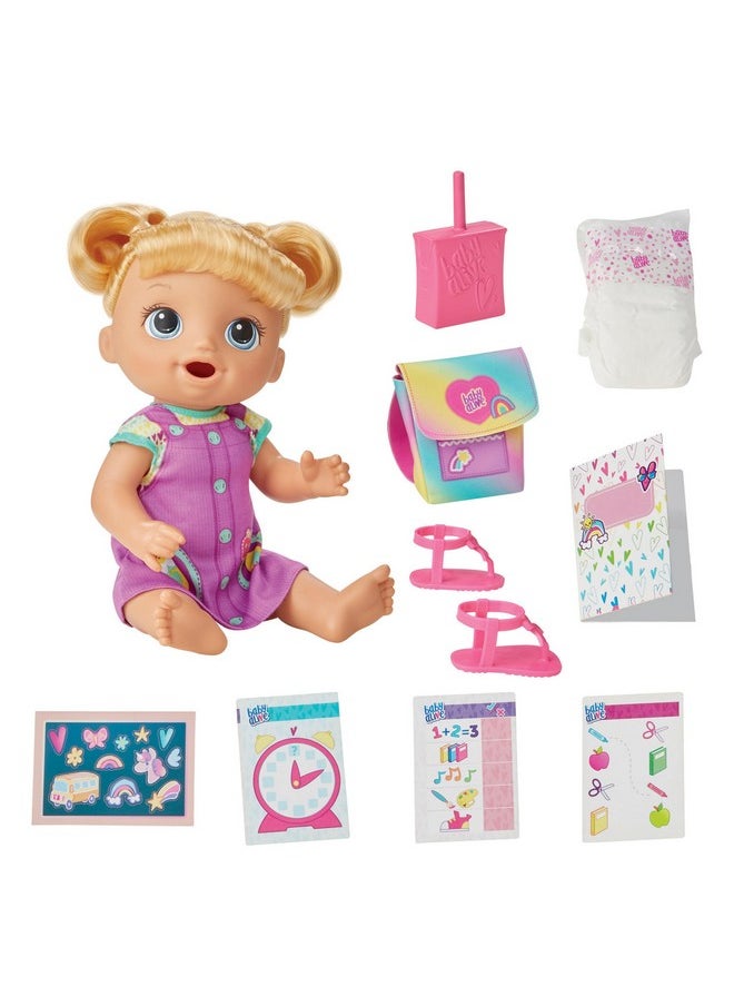 Baby Alive - Time For School Baby Doll Set, 12 Inch, Back To School Toys For Girls & Boys, Blonde Hair, Preschool Gifts For Kids, Ages 3+ (Amazon Exclusive) - Image 1