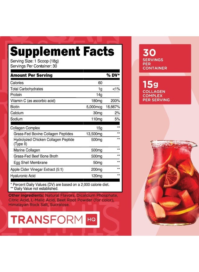 TransformHQ Beauty Collagen (30 Servings) Fruit Punch - Hair, Skin, & Nails Formula - Image 2