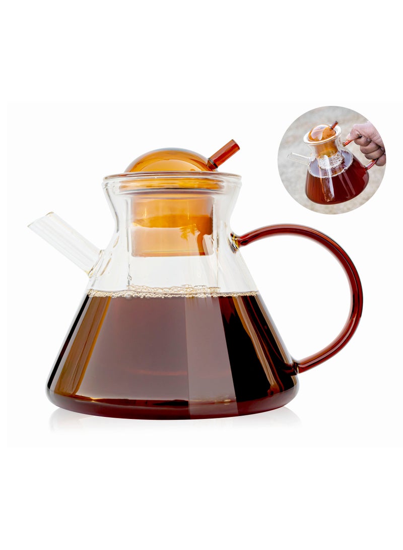 MIBRU Tea and Coffee Herbal Glass Jug 480ml Orange Elegant Jug Classic Design With Infuser For Tea and Coffee  - Image 1