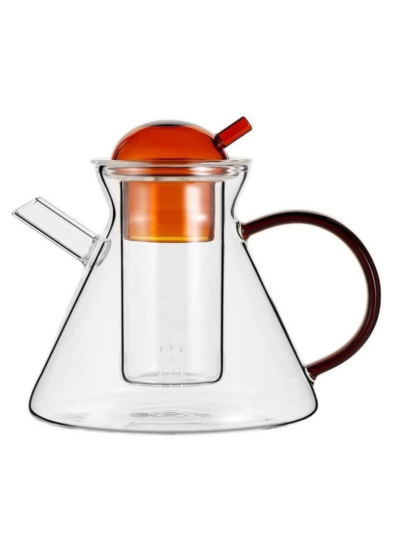 MIBRU Tea and Coffee Herbal Glass Jug 480ml Orange Elegant Jug Classic Design With Infuser For Tea and Coffee  - Image 2