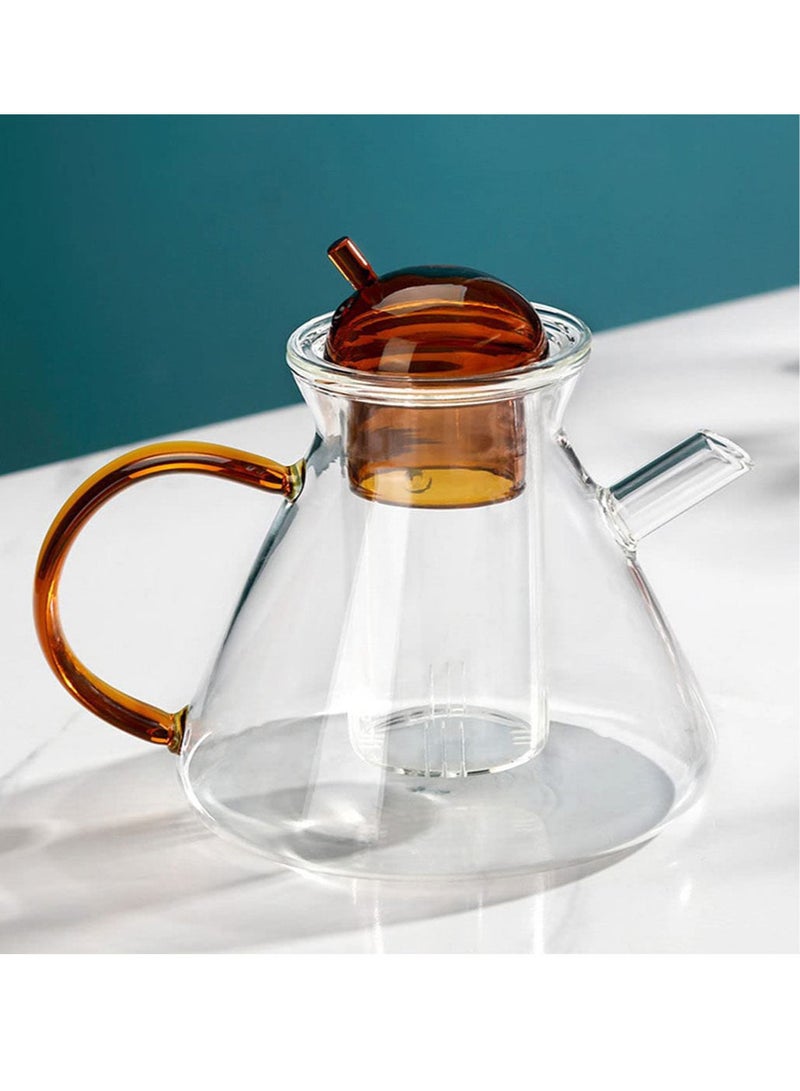MIBRU Tea and Coffee Herbal Glass Jug 480ml Orange Elegant Jug Classic Design With Infuser For Tea and Coffee  - Image 3
