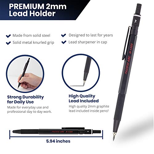 Pacific Arc Premium Gravity Feed Technical Lead Holder All Metal Black 2 mm - Image 2