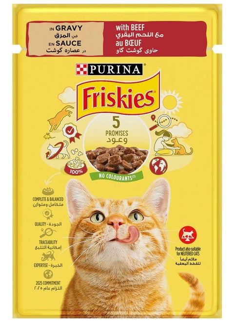 Beef Chunks In Gravy Wet Cat Food Pouch 85gm