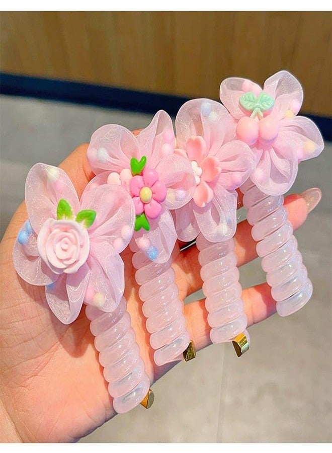 MYSELF Spiral Hair Ties for Girls, Flower Braids, Telephone Wire Hair Bands, Elastic Hair Ties, Ponytail Holders, Hair Accessories Gift Set, 5 Pieces - Image 1