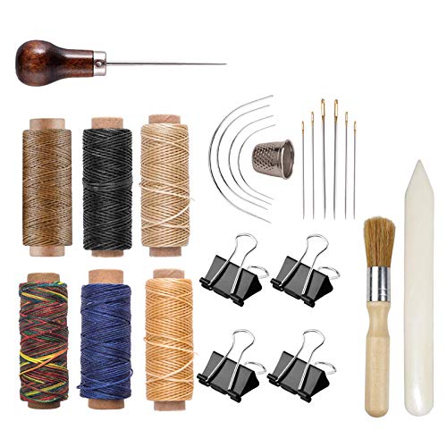 kootiko Bookbinding Kit - KOOTIKO Bookbinding Supplies, Hand Book Binding Starter Tools Set with Real Bone Folder,Paper Awl, Large-Eye Needles, Glue Brush, Wax Thread for Handmade DIY Books - Image 1