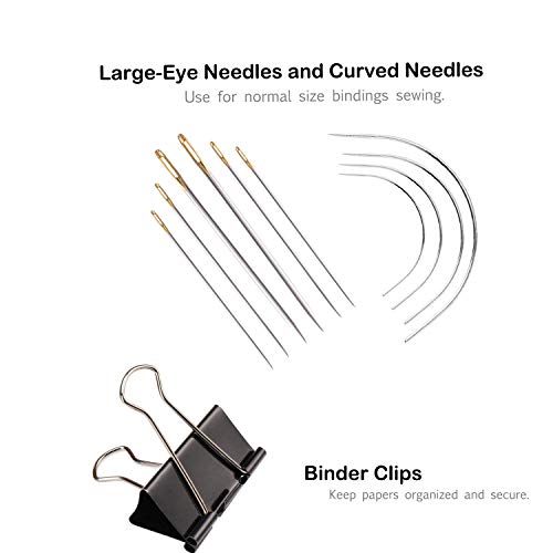 kootiko Bookbinding Kit - KOOTIKO Bookbinding Supplies, Hand Book Binding Starter Tools Set with Real Bone Folder,Paper Awl, Large-Eye Needles, Glue Brush, Wax Thread for Handmade DIY Books - Image 5
