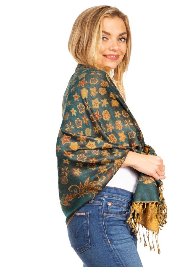Sakkas 18205 - Alessa Women's Silky Soft Reversible PaisleyPrint Pashmina Scarf Shawl Wrap - 23-D5-Seagreen - OS - Image 4