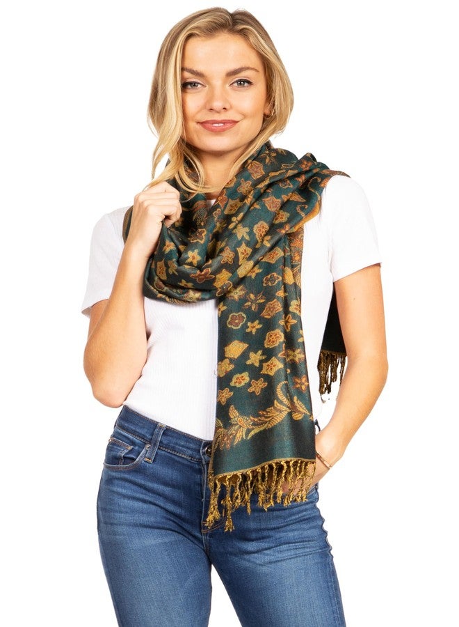 Sakkas 18205 - Alessa Women's Silky Soft Reversible PaisleyPrint Pashmina Scarf Shawl Wrap - 23-D5-Seagreen - OS - Image 5