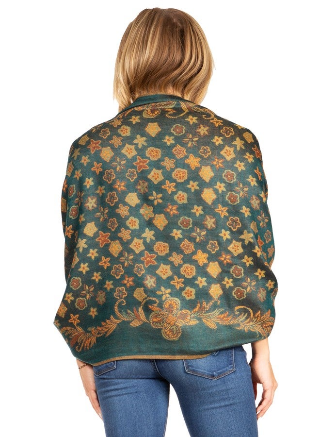 Sakkas 18205 - Alessa Women's Silky Soft Reversible PaisleyPrint Pashmina Scarf Shawl Wrap - 23-D5-Seagreen - OS - Image 2