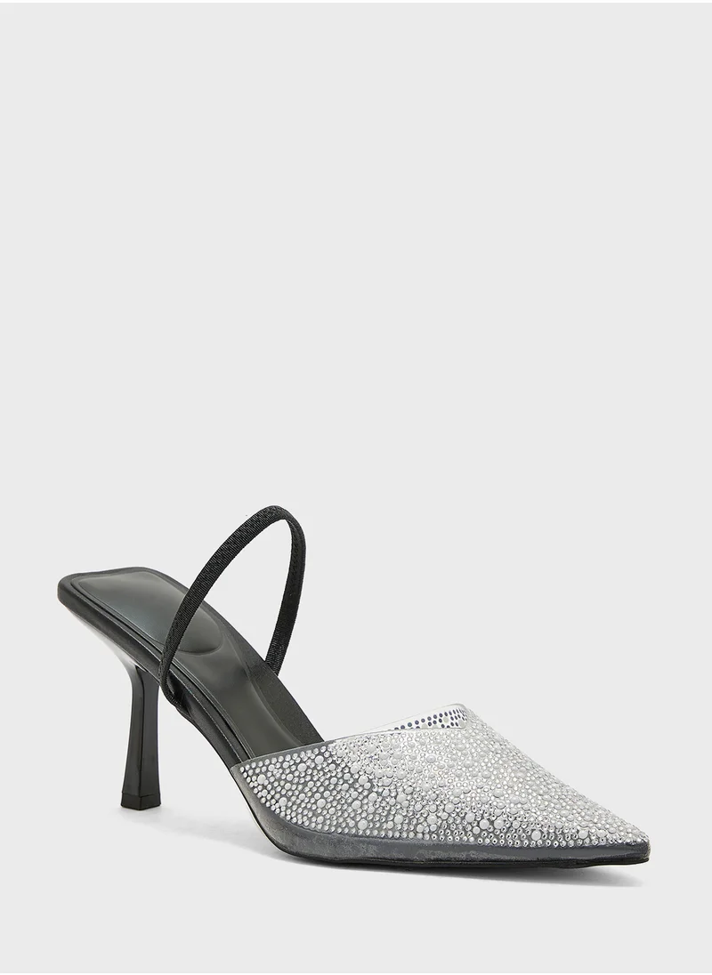 ترافل من نمشي Clear Embellished Pointed Pump