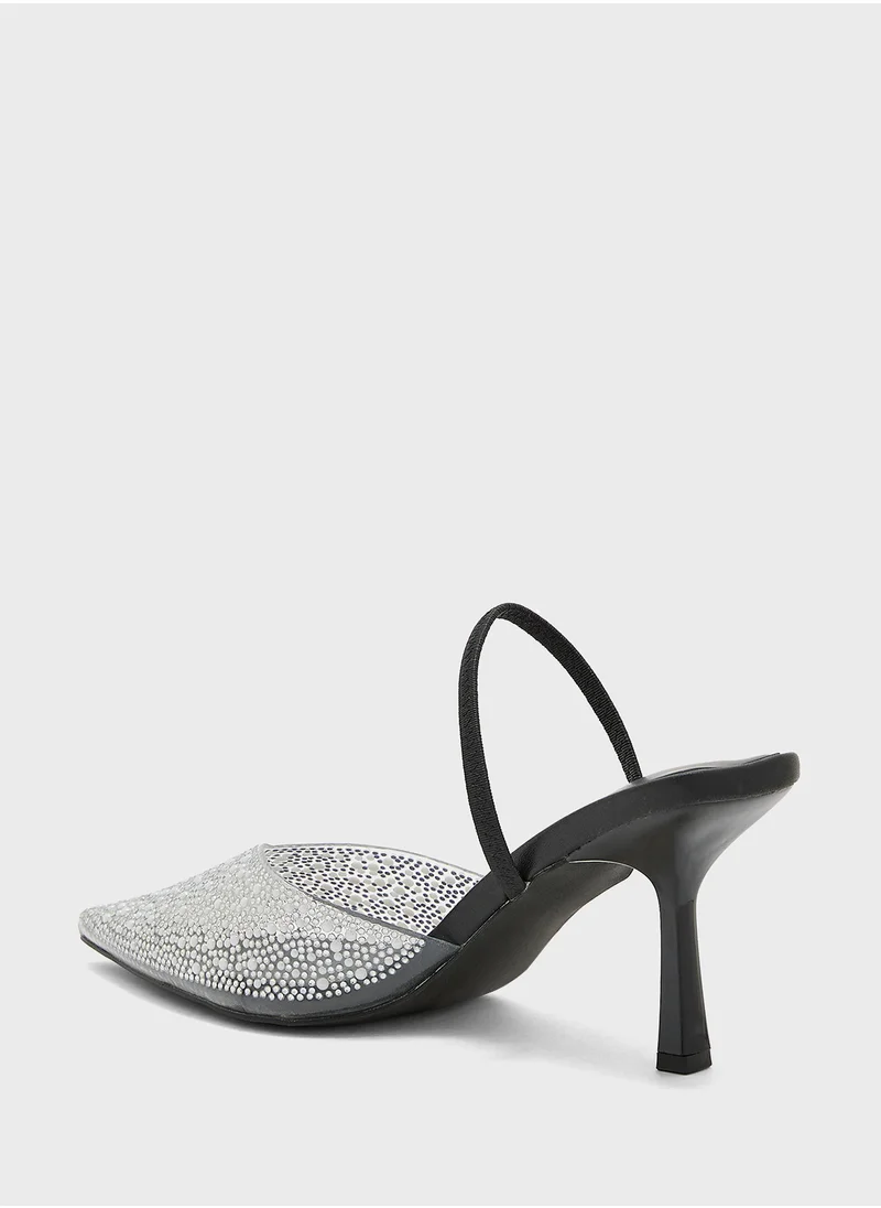 ترافل من نمشي Clear Embellished Pointed Pump