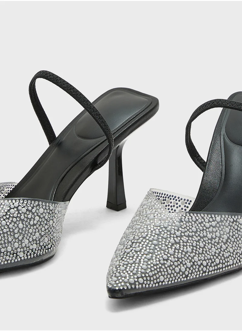 ترافل من نمشي Clear Embellished Pointed Pump