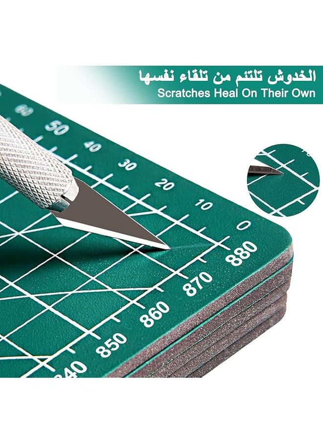 إيروريكس حصيرة قطع A1 لوح تقطيع ذاتي الشفاء مزدوج الجوانب مع مقياس حصيرة خياطة غير قابلة للانزلاق من مادة البولي فينيل كلوريد مكونة من 5 طبقات حصيرة قطع دوارة للنقش والحرف اليدوية والخياطة والتبطين ومشروع سجل القصاصات 60*90 سم أخضر  - Image 4