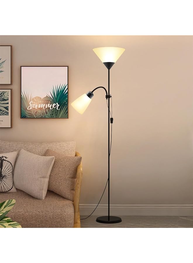 erorex Floor Lamp Led Floor Lighting With Adjustable Reading Light Long Standing Light For Living Room Bedroom Office Black - Image 1