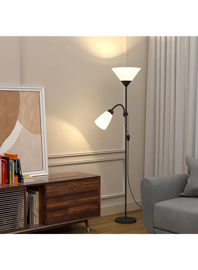 erorex Floor Lamp Led Floor Lighting With Adjustable Reading Light Long Standing Light For Living Room Bedroom Office Black - Image 5