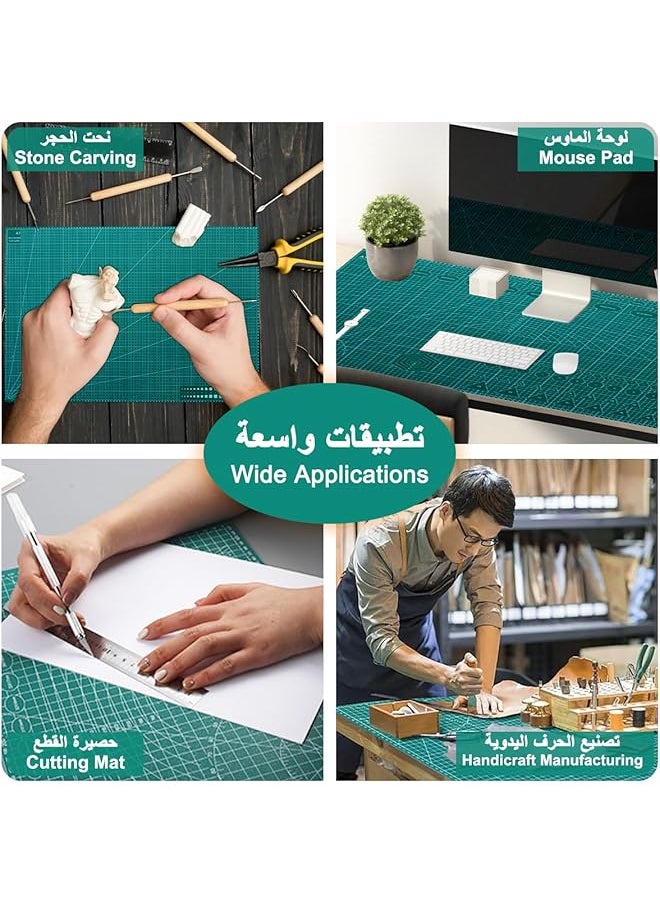 erorex - A1 Cutting Mat Double Sided Self Healing Cutting Board With Measure Pvc Non Slip Sewing Mat 5 Ply Table Rotary Cutting Mat Engraving Crafts Fabric Sewing Quilting Scrapbooking Project 60*90Cm Green - Image 1