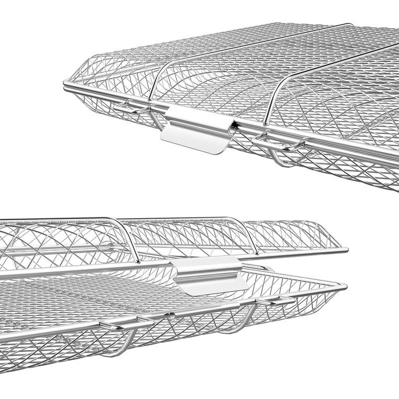 Skyflame Portable Grill Basket, Rustproof Stainless Steel Barbecue Grilling Basket for Most Outdoor Grilling Vegetables Fishes Shrimp Steak Meat Chops Kabob - Image 4