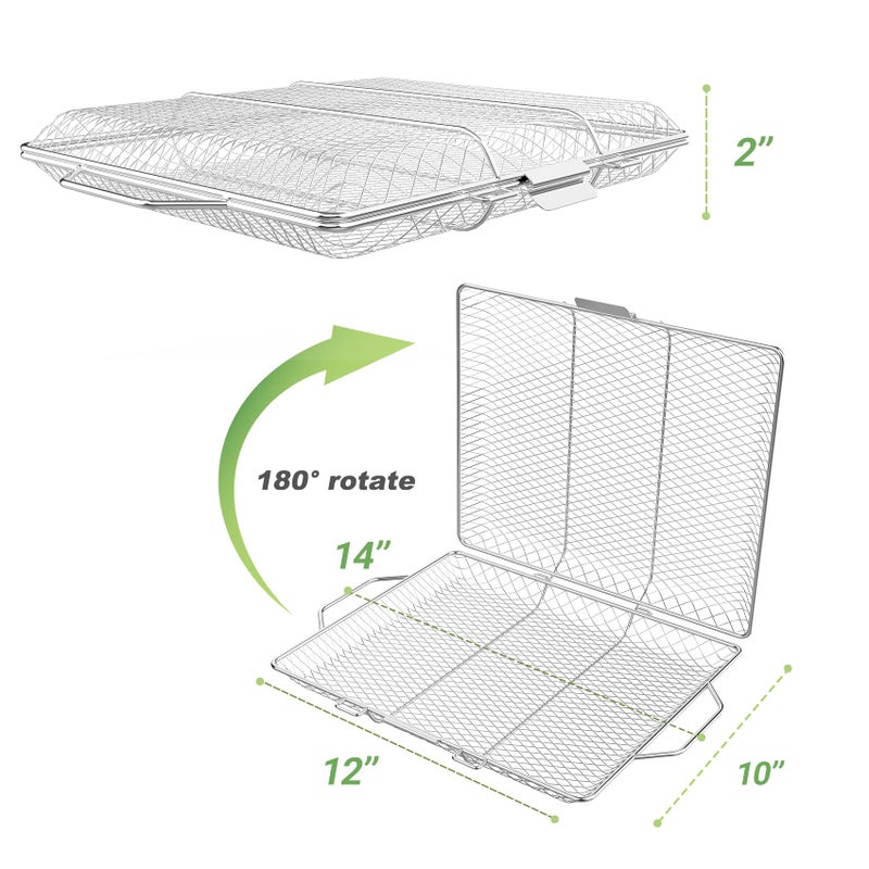 Skyflame Portable Grill Basket, Rustproof Stainless Steel Barbecue Grilling Basket for Most Outdoor Grilling Vegetables Fishes Shrimp Steak Meat Chops Kabob - Image 2