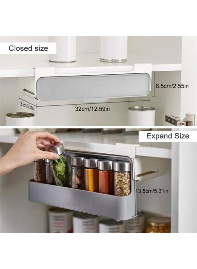 Bukela Improved Pull-out Spice Rack with 6 Empty Spice Jars - Under-Shelf Kitchen Cabinet Storage Solution for Spices, Grey - Image 3