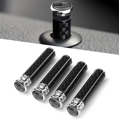 YTFRL 4PCS Car Door Lock Knobs American Flag Carbon Fiber Auto Inner Door Lock Pull Pin Covers Universal Door Lift Bolt Decorative Accessories for Most Trucks SUVs Sedans Black Gray - Image 1