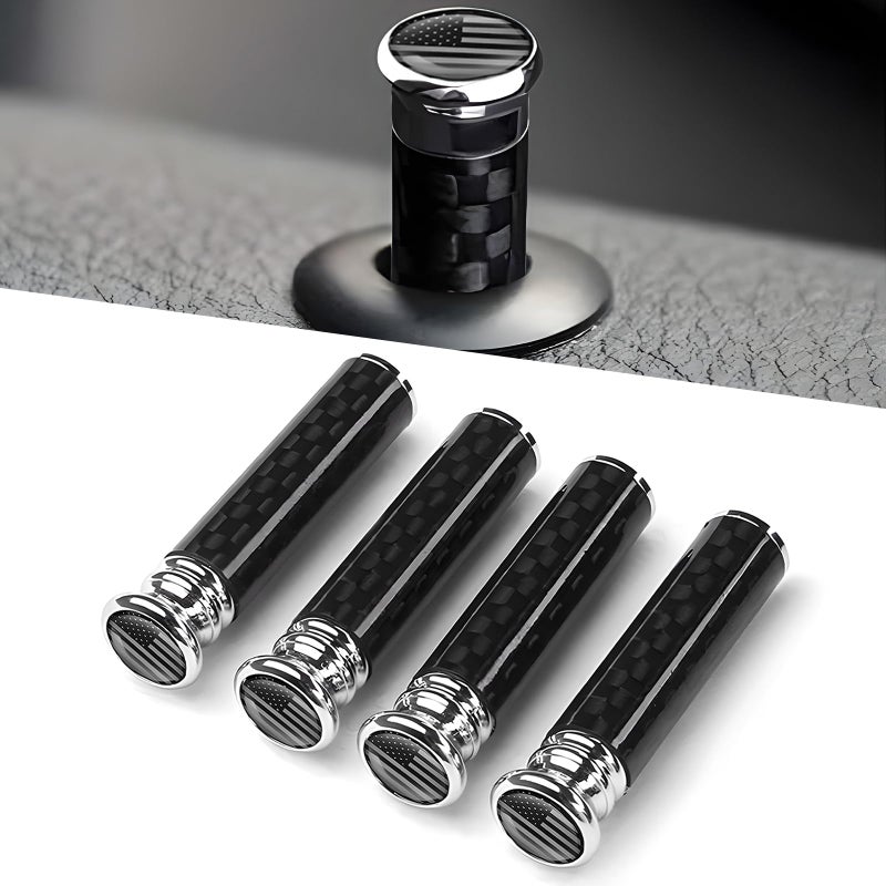 YTFRL 4PCS Car Door Lock Knobs American Flag Carbon Fiber Auto Inner Door Lock Pull Pin Covers Universal Door Lift Bolt Decorative Accessories for Most Trucks SUVs Sedans Black Gray - Image 3