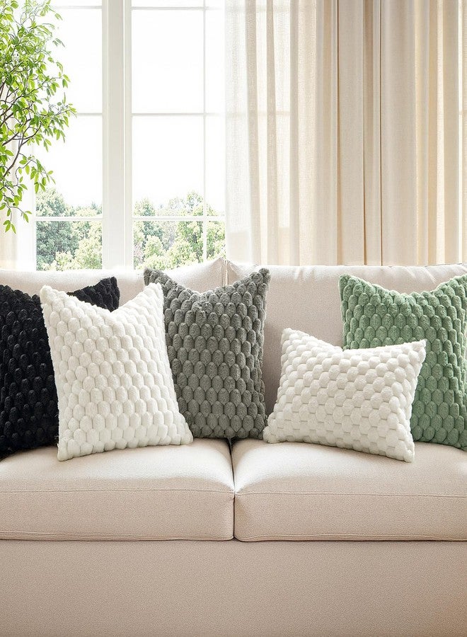MIULEE Christmas White Faux Fur Decorative Throw Pillow Covers 18x18 Inch Set of 2 Super Soft Cozy Plush Cushion Cases Luxury Fluffy Pillowcases for Sofa Couch Bed Living Room Winter Decor - Image 3
