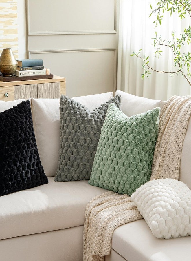 MIULEE Christmas White Faux Fur Decorative Throw Pillow Covers 18x18 Inch Set of 2 Super Soft Cozy Plush Cushion Cases Luxury Fluffy Pillowcases for Sofa Couch Bed Living Room Winter Decor - Image 4