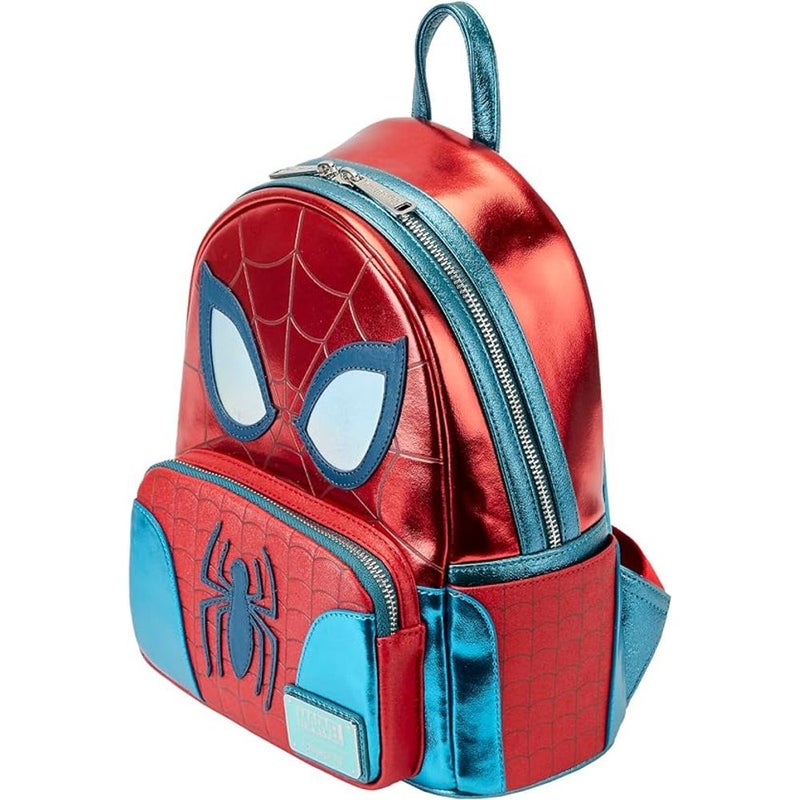 Loungefly x Funko POP! Marvel Spider-Man Puffer Shine Cosplay Mini Backpack (22.86 x 15.24 x 26.67 cm, Red/Blue) - Image 2