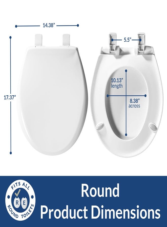 Bemis Aurora Slow Close Toilet Seat, Easy Clean Hinges and Adjustable Perfect Fit Plastic Seat, Made in USA, Round, Cotton White - Image 5