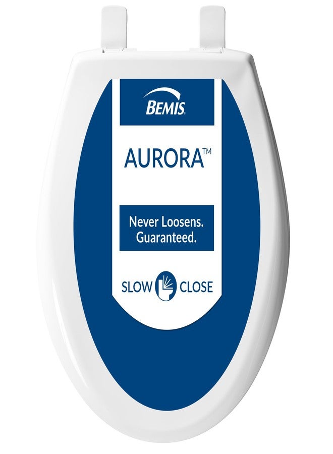 Bemis Aurora Slow Close Toilet Seat, Easy Clean Hinges and Adjustable Perfect Fit Plastic Seat, Made in USA, Round, Cotton White - Image 1