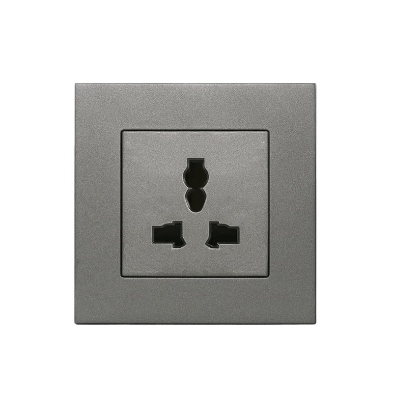 Wall Power Universal International 3 Hole Socket AC 110~250V 86mm*86mm Flame Retardant PC Panel EU Standard Socket(Type4) - Image 1