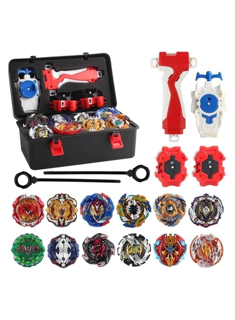 طقم بلي بليد انفجار تيربو معدني، ١٢ قطعة مع قاذفات، لعبة بلبل قتالية للأطفال من سن 6 سنوات فما فوق، هدية أولاد - Image 1