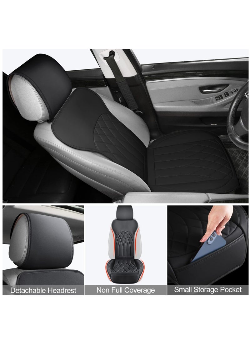 SOLARAE 1 Pack Leather Front Car Seat Covers, Universal Sideless Car Seat Protectors with Storage Pocket and Seat Belt Pads, Waterproof Automotive Seat Cover for Cars Trucks SUV, Black - Image 4
